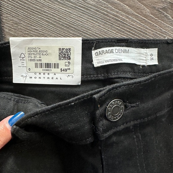 Garage High Rise jegging, destructed black, size 0/24, stretch, NWTS - Picture 6 of 7